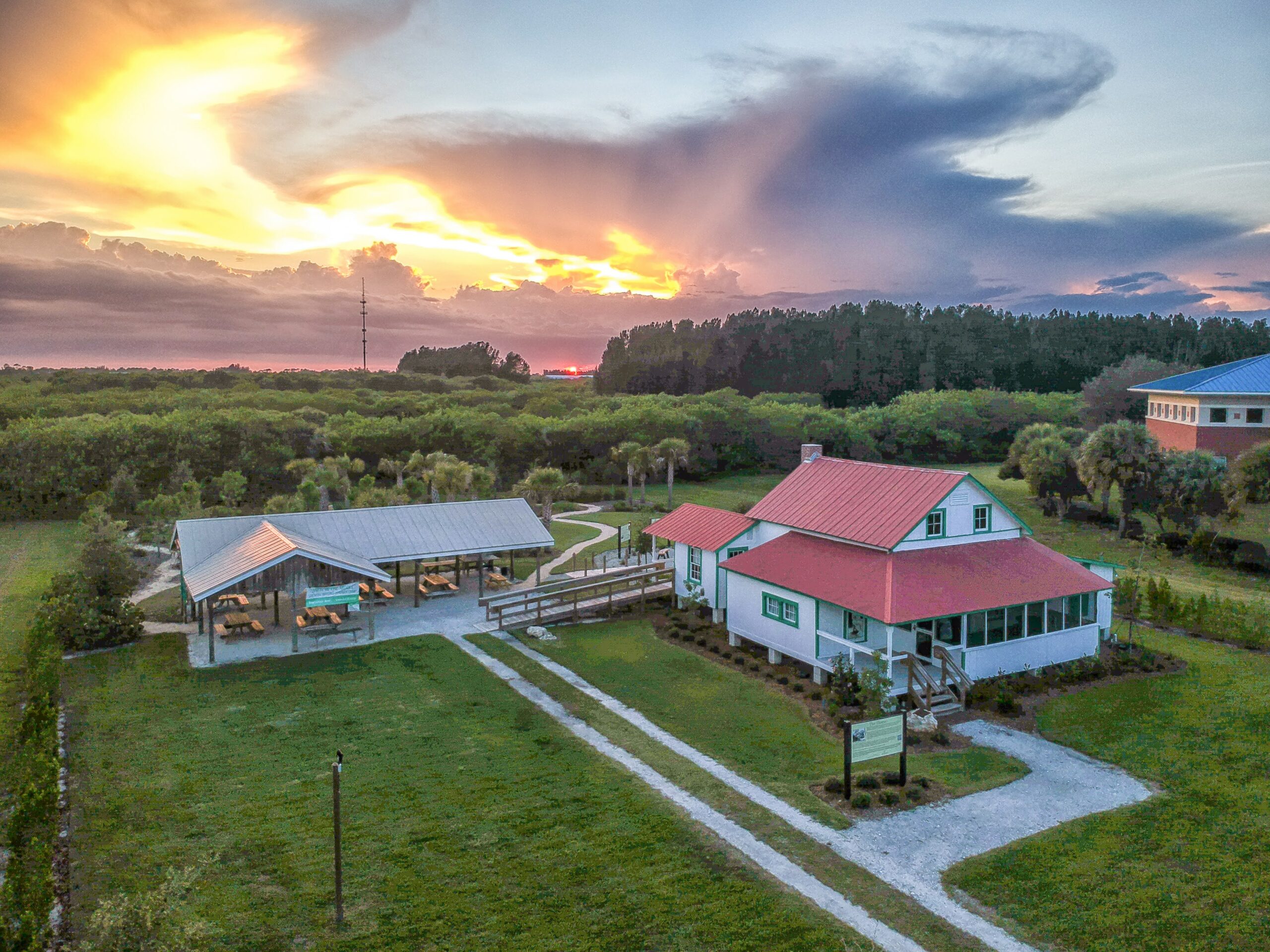 An aerial photo of the historic home of Laura (Riding) Jackson, at IRSC's Mueller Campus in Vero Beach