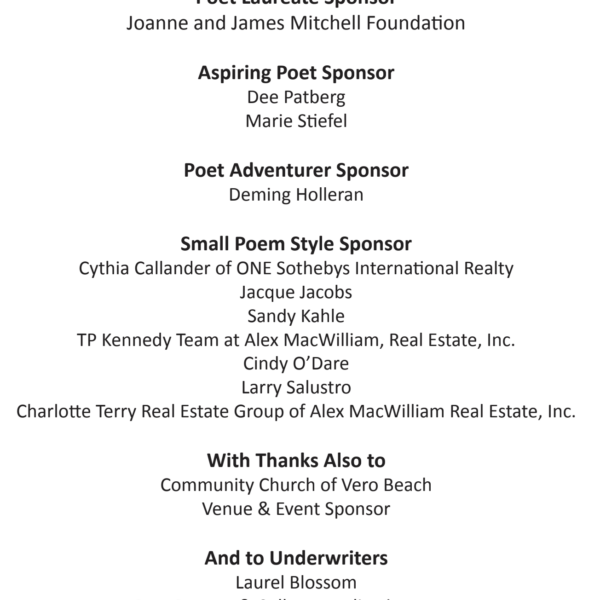 Thank you Billy Collins Event Sponsors!